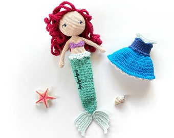 My Little Mermaid Doll Crochet PATTERN , Mermaid Doll with Removable Tail , Amigurumi Doll Pattern , Crochet Doll Pattern , PDF in English