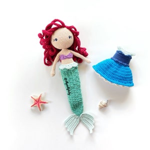 My Little Mermaid Doll Crochet PATTERN , Mermaid Doll with Removable Tail , Amigurumi Doll Pattern , Crochet Doll Pattern , PDF in English