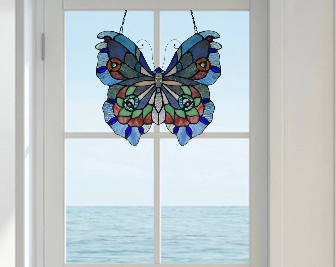Butterfly Stained Glass Window Decor Etsy