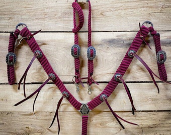 Custom Hand Braided Horse Breast Collars with Conchos & Leather Fringe