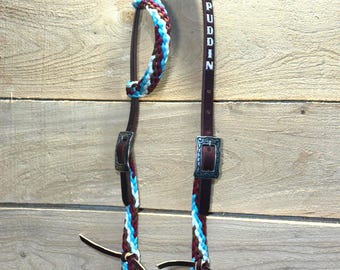 Custom 5/8” Horse Headstall with Name Tooling