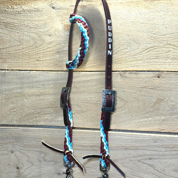 Custom 5/8” Horse Headstall with Name Tooling