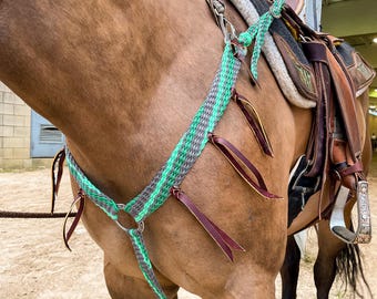 Custom Hand Braided Horse Breast Collars with Leather Fringe