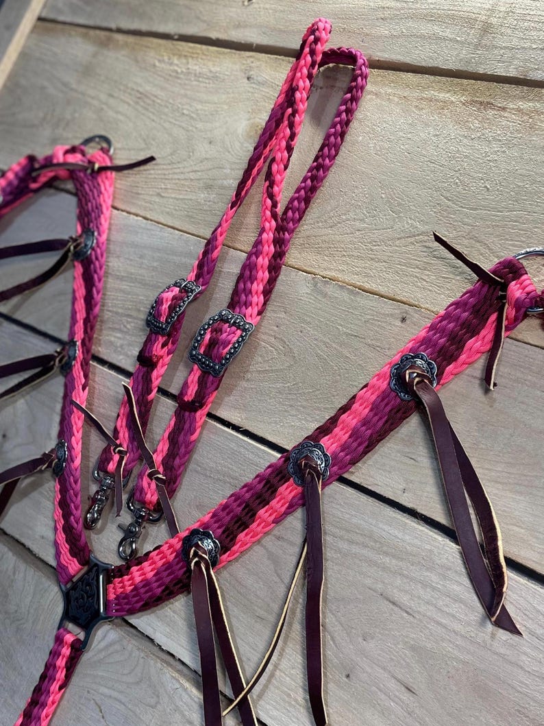 Custom Hand Braided Split Ear Horse Headstalls image 2