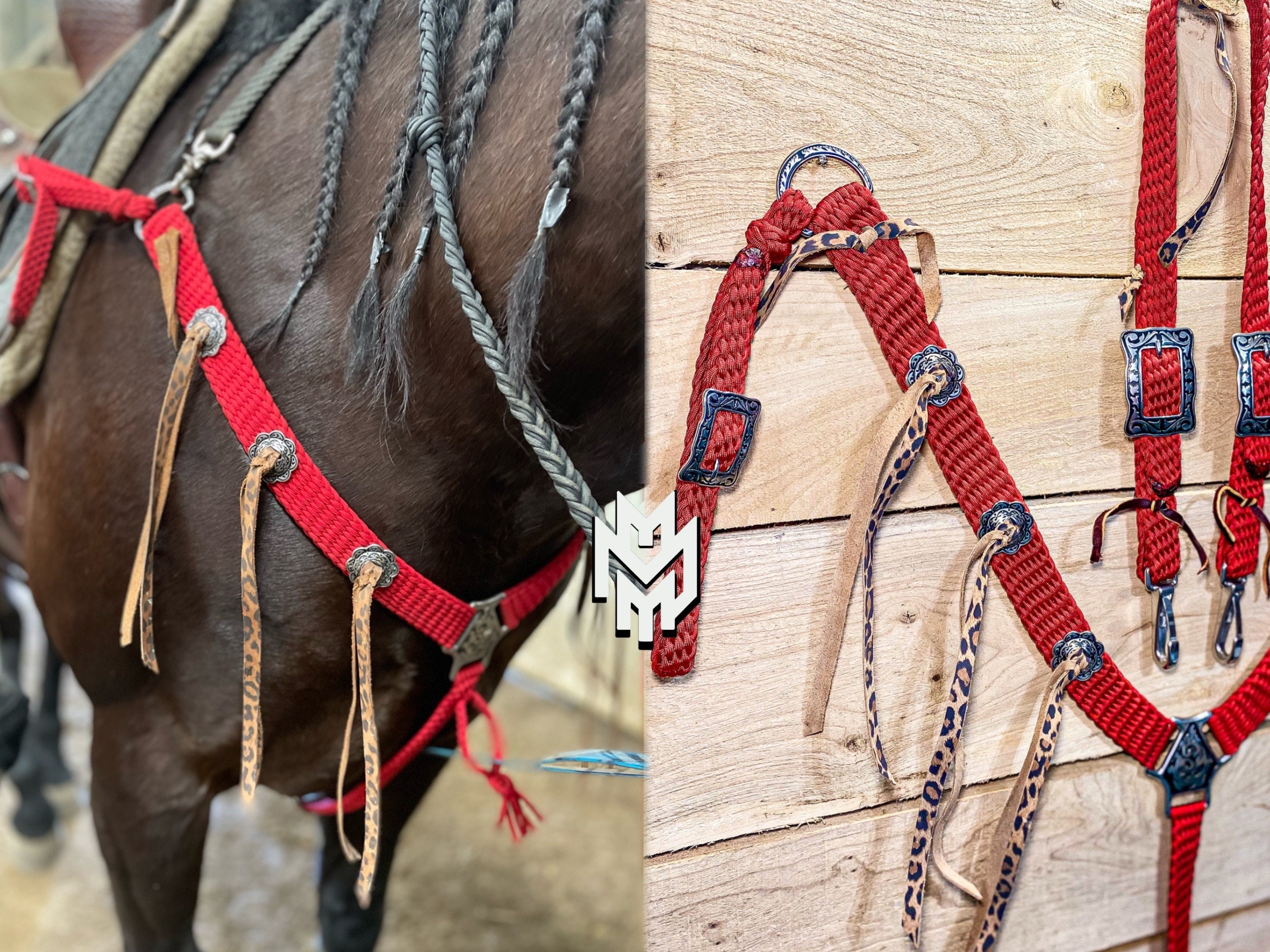 Ensemble De Tête Western En Cuir Véritable Pour Cheval - Sculpture Léopard - Neuf
