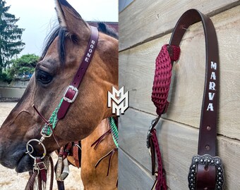 Custom Horse headstall with Name Tooling