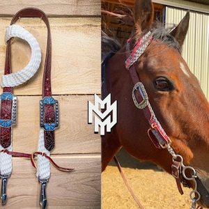 Custom Horse Headstall With Floral Tooled Leather Crowns