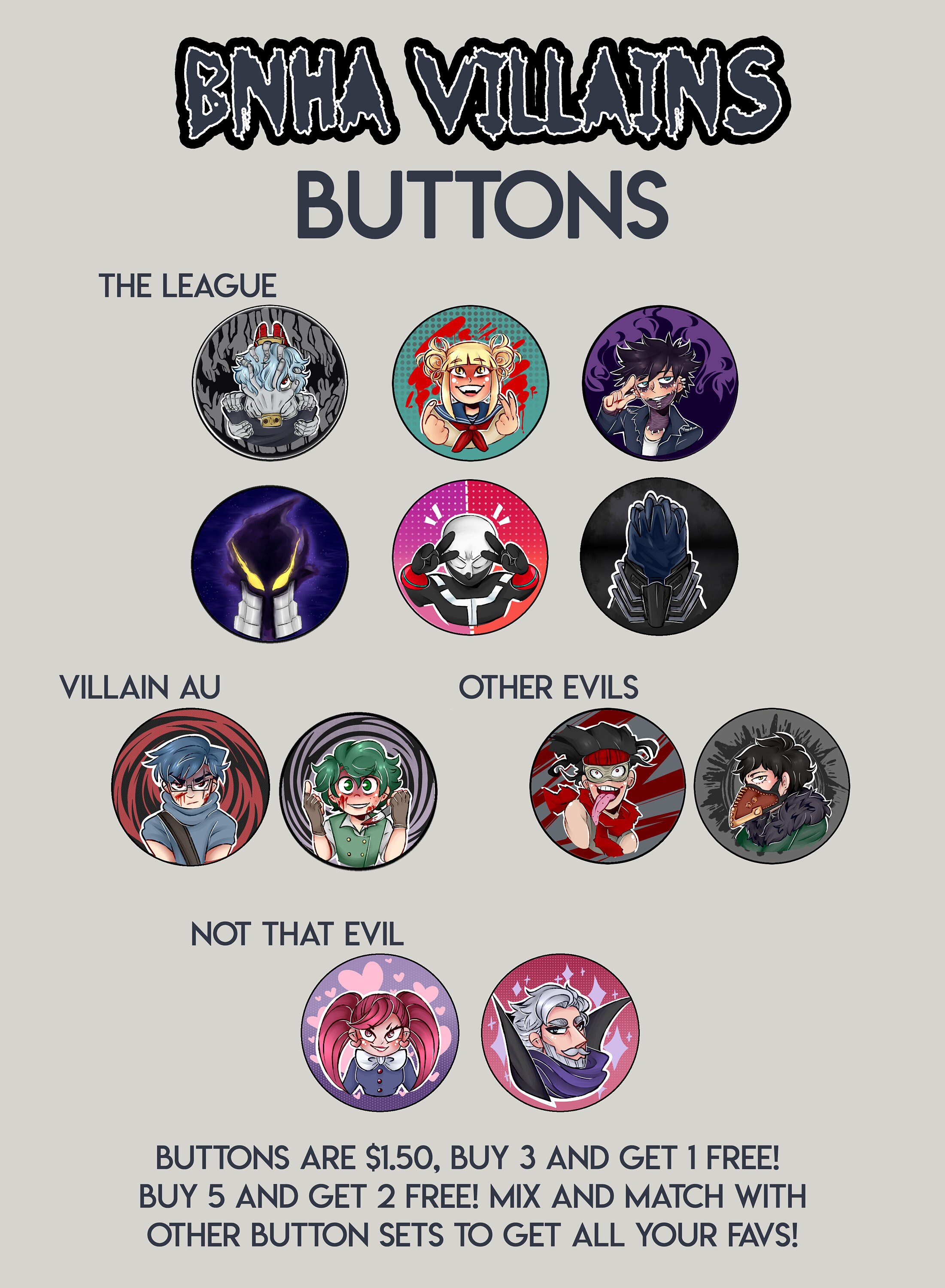 BnHA Villains Pins (1.25")