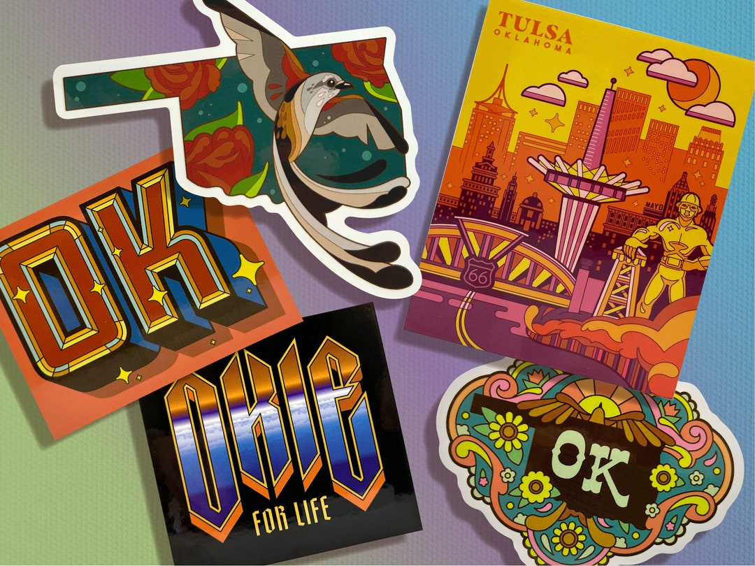 5 Pack of Tulsa OK Stickers Skyline Scissortail Flycatcher Etsy