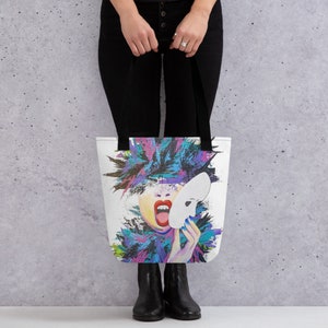 Abstract Screaming Mask Tote Bag