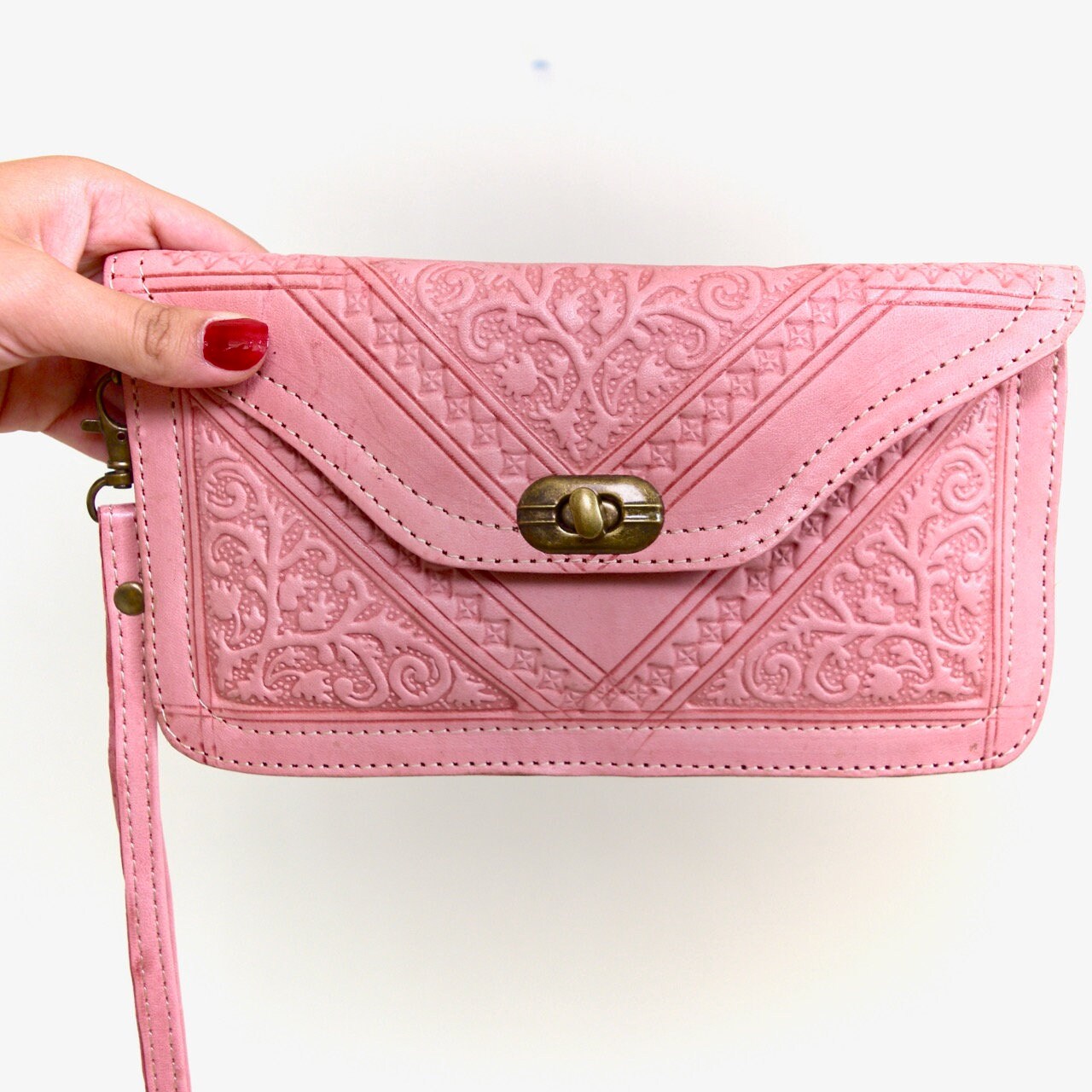 PINK LEATHER CLUTCH | Etsy