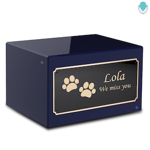 Heritage Navy Large Pet Cremation Urn Memorial Box for Ashes