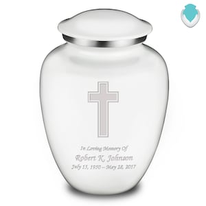 Custom Engraved Adult Embrace Simple Cross Cremation Urn