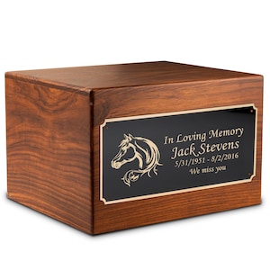 Adult Aura Horse Custom Engraved Solid Wood Box Cremation Urn
