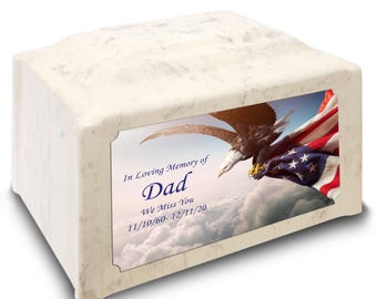 Adult Devotion American Eagle Custom Printed Cultured Marble Cremation Urn