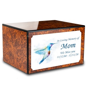 Custom Printed Heritage Hummingbird Adult Cremation Urn Memorial Box for Ashes