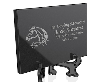 Custom Engraved Granite Plaque with Horse Artwork