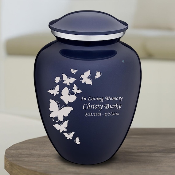 Personalized Small Butterfly Urn for Human Ashes | Custom Engraved Cremation Urns I 44lbs