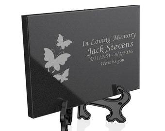 Custom Engraved Granite Plaque with Butterfly Artwork