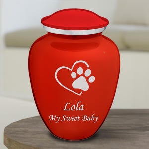 Personalized Pet Urn for Small Dogs and Cats | Custom Single Heart Paw Cremation Urn for Pets