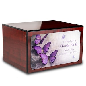 Custom Printed Heritage Butterfly Adult Cremation Urn Memorial Box for Ashes