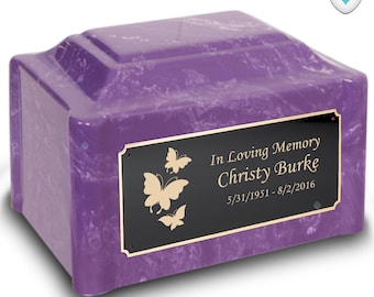 Adult Devotion Butterflies Custom Engraved Cultured Marble Cremation Urn