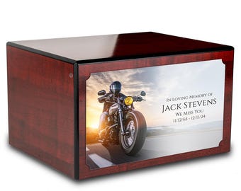 Custom Printed Heritage Motorcycle Adult Cremation Urn Memorial Box for Ashes