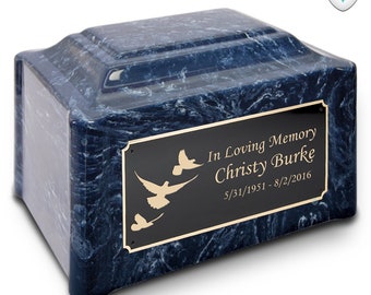 Adult Devotion Doves Custom Engraved Cultured Marble Cremation Urn
