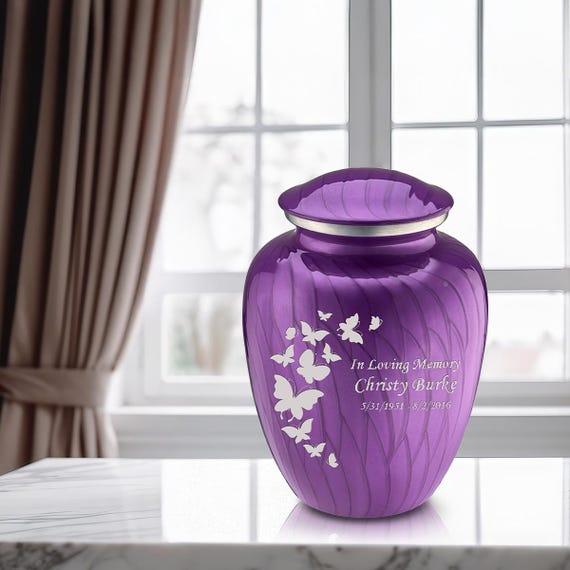 Personalized Butterfly Urn for Human Ashes | Custom Engraved Cremation Urns for Adult Women, 200lbs