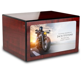 Custom Printed Heritage Motorcycle Adult Cremation Urn Memorial Box for Ashes