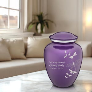 Custom Engraved Adult Embrace Dragonflies Cremation Urn