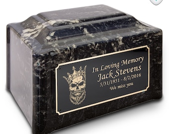 Adult Devotion Skull Custom Engraved Cultured Marble Cremation Urn