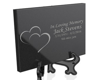 Custom Engraved Granite Plaque with Hearts Artwork