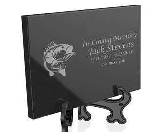 Custom Engraved Granite Plaque with Fishing Artwork