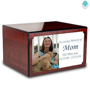 Personalized Photo Wood Urn Box for ashes | Adult Custom Cremation Urn for Human Ashes | Wooden Urns for Male and female | 200lbs