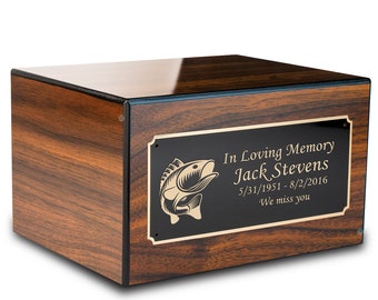 Custom Engraved Heritage Walnut Adult Cremation Urn Memorial Box for Ashes