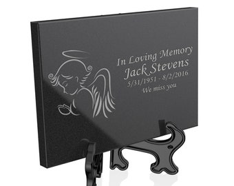 Custom Engraved Granite Plaque with Angel Artwork