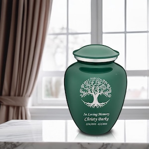 Custom Engraved Medium Embrace Tree of Life Cremation Urn