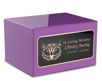 Custom Engraved Heritage Purple Adult Cremation Urn Memorial Box for Ashes