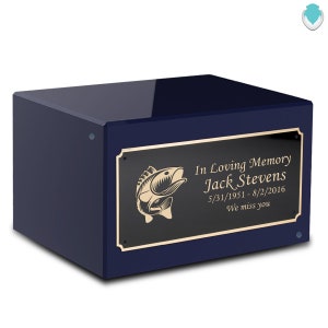 Custom Engraved Heritage Navy Adult Cremation Urn Memorial Box for Ashes