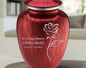 Personalized Roses Cremation Urn | Custom Engraved Adult Funeral Urn | 200lbs