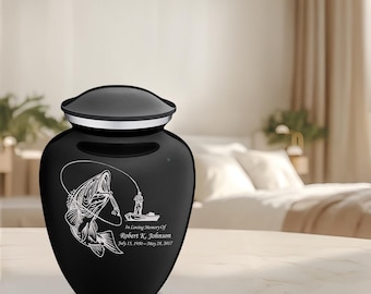 Personalized Fishing Urn for Ashes | Custom Gone Fishing Cremation Urn for Adult | Funeral Urn for Male and Female