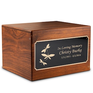 Adult Aura Dragonflies Custom Engraved Solid Wood Box Cremation Urn