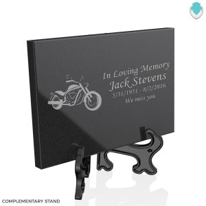 Custom Engraved Granite Plaque with Motorcycle Artwork