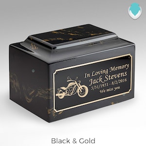 Adult Legacy Motorcycle Custom Engraved Cultured Marble Cremation Urn by MacKenzie