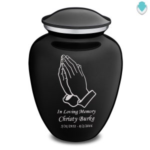 Custom Engraved Adult Embrace Praying Hands Cremation Urn