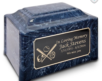 Adult Devotion Baseball Custom Engraved Cultured Marble Cremation Urn