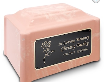 Adult Devotion Rose Custom Engraved Cultured Marble Cremation Urn
