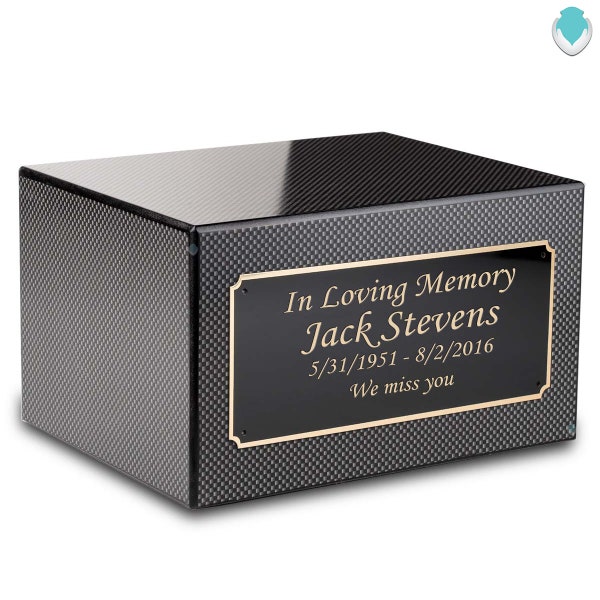 Custom Engraved Heritage Carbon Fiber Adult Cremation Urn Memorial Box for Ashes