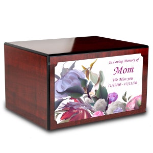 Custom Printed Heritage Flowers Adult Cremation Urn Memorial Box for Ashes